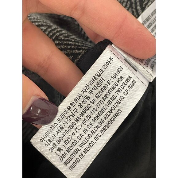 Zara Womens Herringbone Blazer Jacket Medium M Black Gray  Hooded 4387/368 NWT - Picture 9 of 16